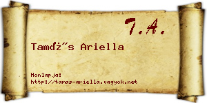 Tamás Ariella névjegykártya